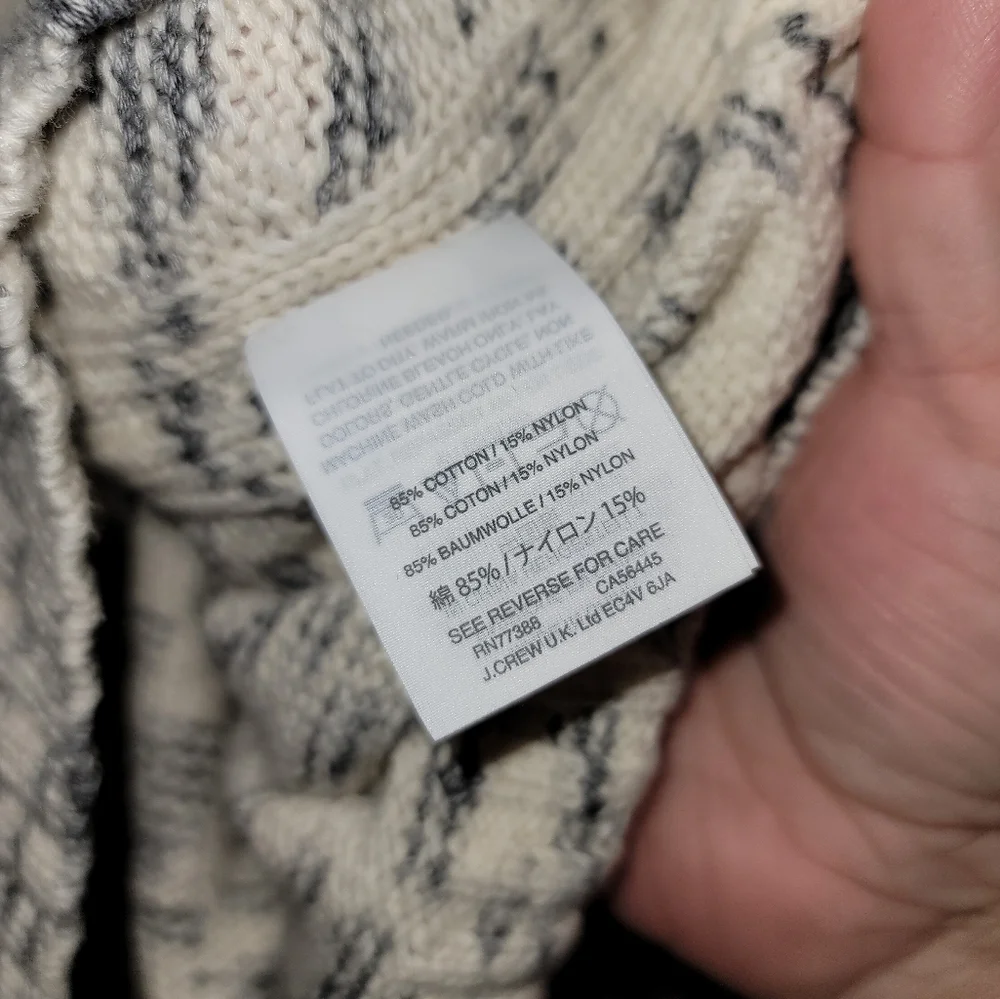 J. Crew Speckled Cotton Sweater Large Ivory Charcoal